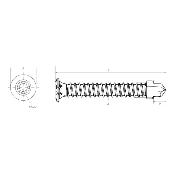 WING-TYPE TIMBER TO METAL RAISED COUNTERSUNK HEAD BI-METAL A2 DECKING SCREW WITH RW DRIVE - 2