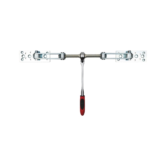 Ratchet beam tensioner With ratchet tool and rotating plates - 1