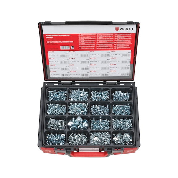 Tapping screws and combi tapping screw assortment, hex head