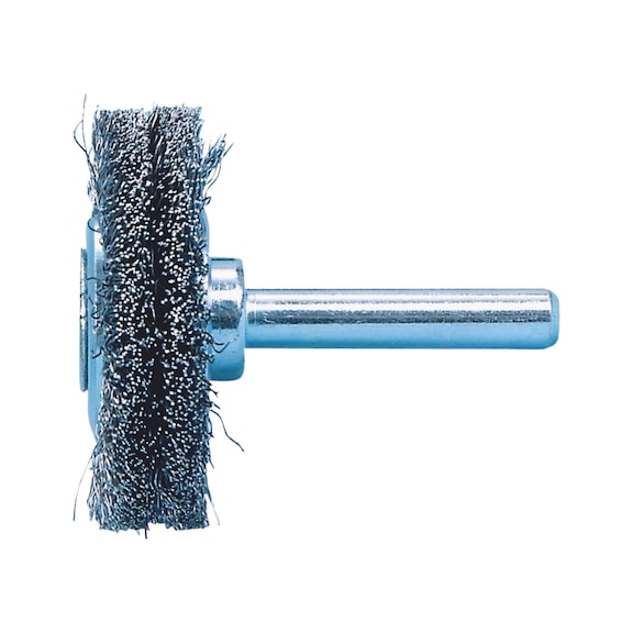 Cylinder wire brush with shaft Steel wire (crimped, double row) - 1