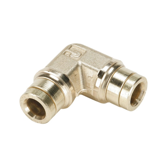 Push-In connector 90°, brass - 1