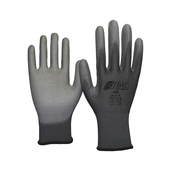 Gant de protection, tricoté et revêtu Nitras® PU 6205 - PROT-GLOVE-NITRAS-NYLON-6205-GR.11/3XL