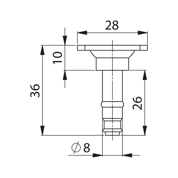 Anschraubplatte für Möbelrolle mit Aufnahmetyp W - ZB-ANSHRPLATTE-MOEBLROLL-28X28MM