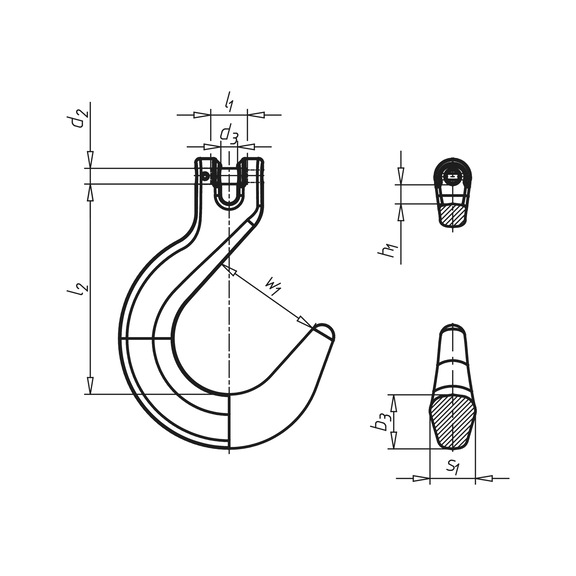 Foundry hook with clevis, QC 10 - 2