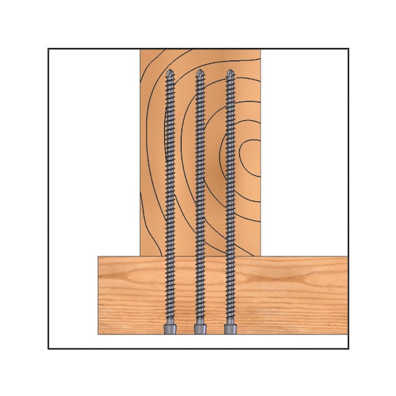 Vis à bois à pointe autoperceuse pour construction bois et renfort structurel ASSY<SUP>®</SUP>plus VG bichromaté FT tête cylindrique - VIS-TC-BOIS-AW40-(A2L)-8X430/405