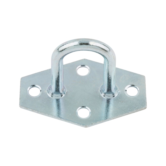 Stirrup clasp For round eyelets with dia. 36/40 mm and 42 x 22 mm oval eyelets, hexagonal base plate - 1