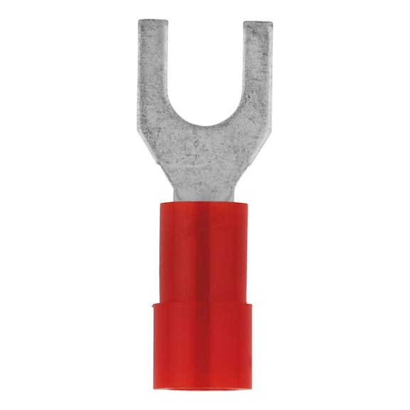 Crimp cable lug, fork shape Polyamide insulated - CRMPCBLLUG-FORK-46237-CU-(J2N)-M4-1,0SMM