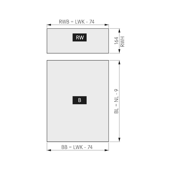 Kit de bloc-tiroirs Soft-Close DWD XP Avec panneaux latéraux décoratifs H95, rail et système Soft-Close intégré - 8