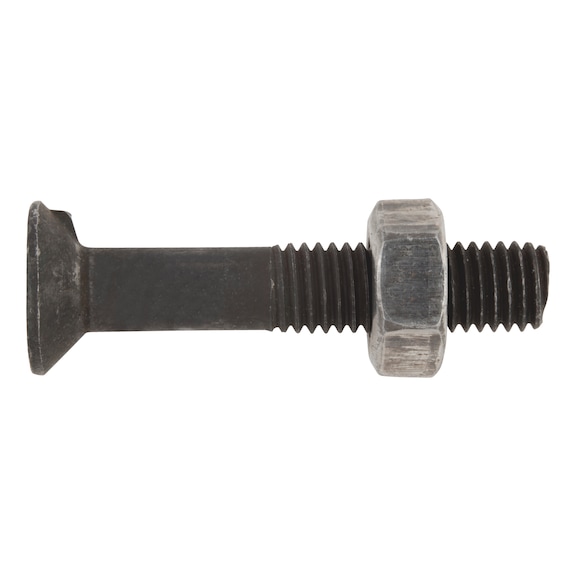 Countersunk head screw with nib and nut - 1