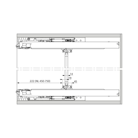 Underfloor guide full extension Dynapro Tipmatic 60 kg - 2