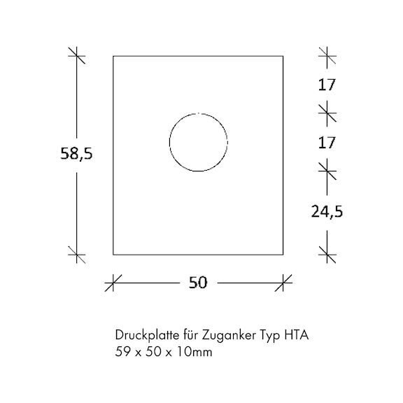 Druckplatte für Zuganker HTA - ZB-FUSSPL-HTA-ZUGANKER-58,5X50X10MM