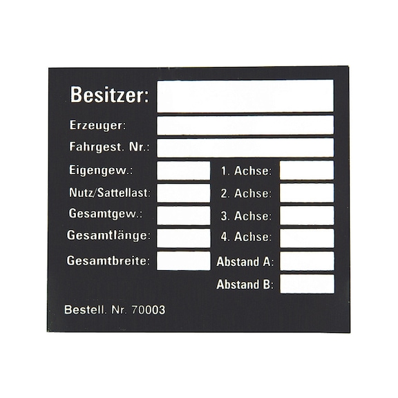 Name plate for commercial vehicles 
