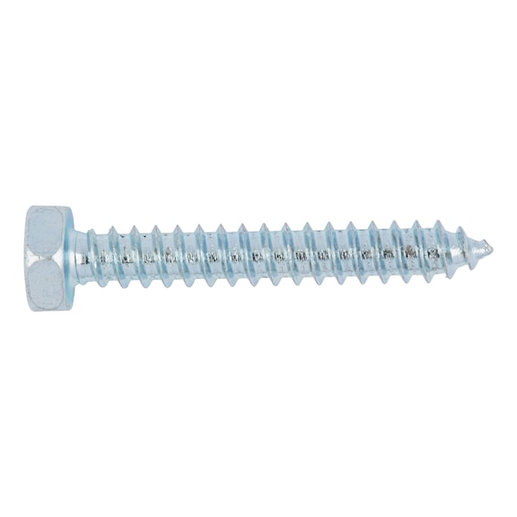 Hexagon tapping screw DIN 7976, zinc-plated steel, blue passivated (A2K), shape C (with tip) - 1