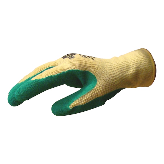 Werkhandschoen groen/geel met latex coating