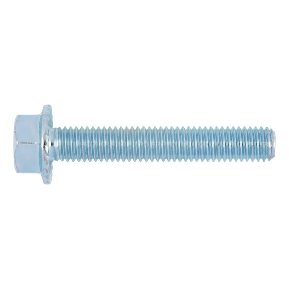 Hexagon head serrated screw with flange W-0274, steel 8.8, zinc-plated, blue passivated (A2K) - SCR-HEX-FLG/UKV-8.8-WS10-(A2K)-M6X20