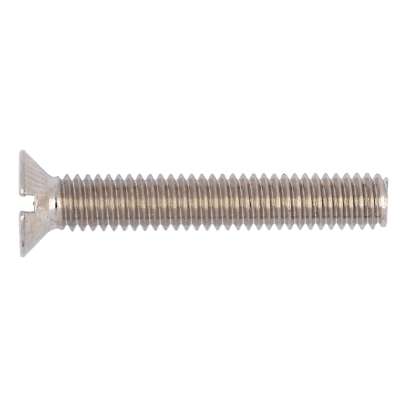 Slotted countersunk head screw ISO 2009, brass, nickel-plated (E2J) - 1