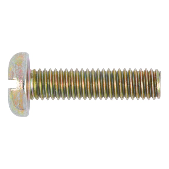 Slotted flat-head screw DIN 85, steel 4.8, zinc-plated, yellow chromated (A2K) - 1