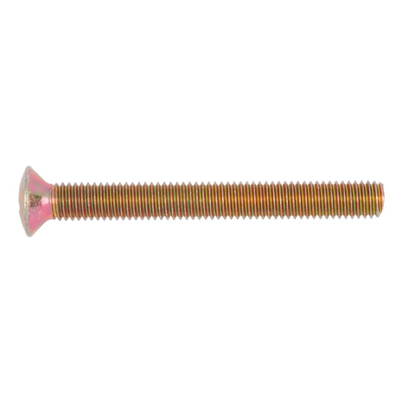 Raised countersunk head screw with H recessed head DIN 966, steel 4.8, zinc-plated, yellow chromated (A2C) - 1