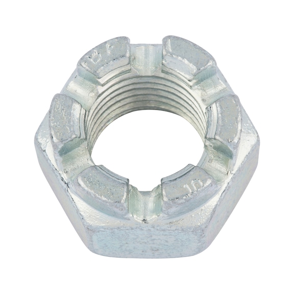 Castellated nut DIN 935, steel 8, zinc-plated, blue passivated (A2K) - 1