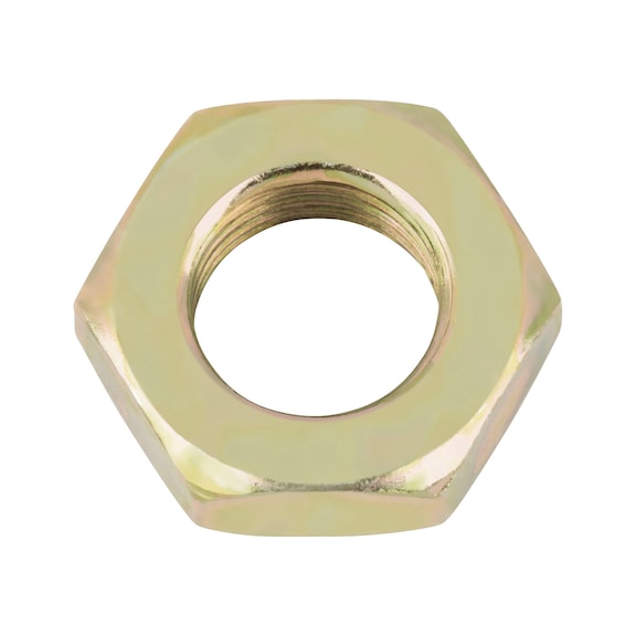 Sechskantmutter niedrige Form mit Feingewinde ISO 8675, Stahl 05, verzinkt gelb chromatiert (A3C) - 1