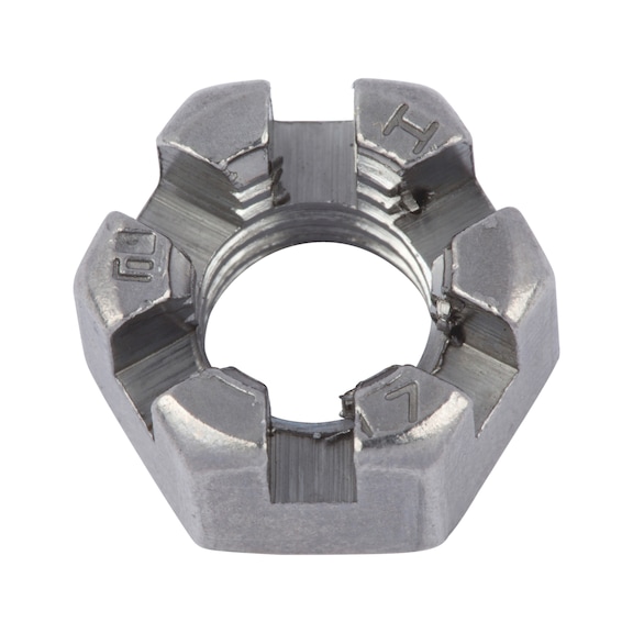 Castellated nut, low profile with fine thread DIN 937, steel, 17H/22H, plain - 1