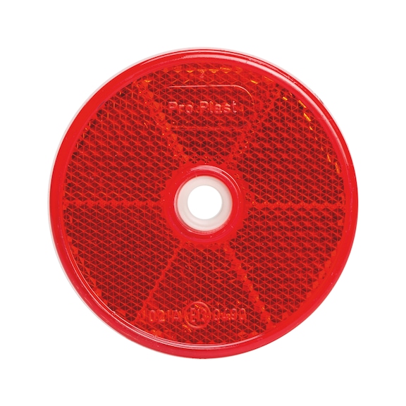 Round reflector with drill hole - RFLCTR-DRLD6-RD-RED-D62MM