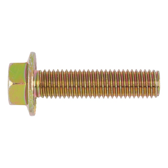 Hexagon head serrated screw with flange W-0274, steel 8.8, zinc-plated, yellow chromated (A2C) - SCR-HEX-FLG/UKV-8.8-WS15-(A2C)-M10X20