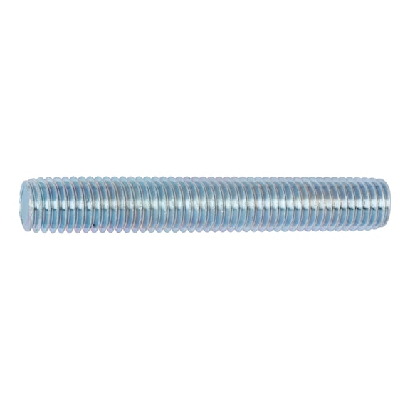 Gewindestück DIN 976-1 (Form A) mit metrischem ISO-Regelgewinde, Stahl 4.8 verzinkt, blau passiviert - 1
