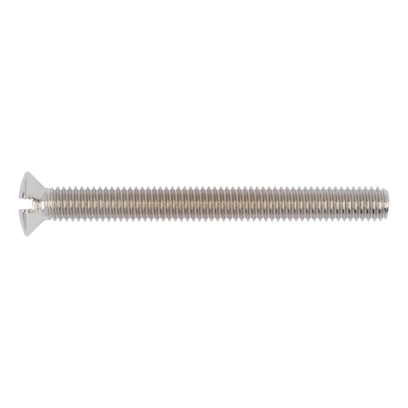 Slotted raised countersunk head screw ISO 2010, brass, nickel-plated (E2J) - 1