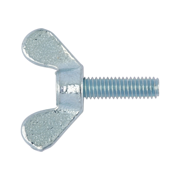Wing bolt, round wings DIN 316, malleable iron, zinc-plated, blue passivated (A2K) - 1
