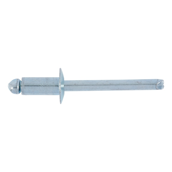 Blind rivet, open, with break mandrel and flat head ISO 15977, dome head, aluminium/steel - 1