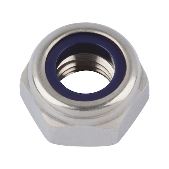 Hexagon nut, low profile, with clamping piece (non-metal insert) ISO 10511, A2/035 stainless steel, plain - 1