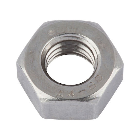 Hexagonal nut with clamping piece (all-metal) ISO 7042, A2-70 stainless steel, plain - 1