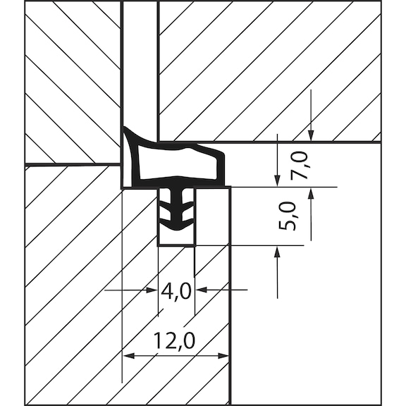 Perfil de borracha para vedação de portas Forma F - 2