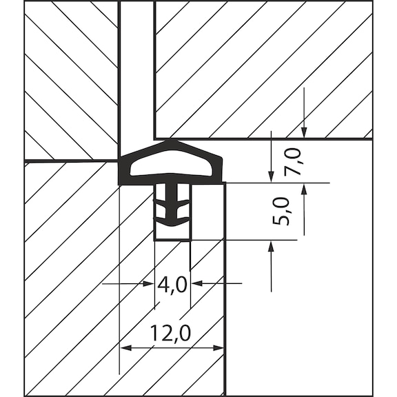 Perfil de borracha para vedação de portas Forma D - 2