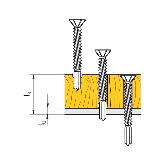 Wing-type drilling screw, round countersunk head with AW drive pias<SUP>®</SUP> - 3