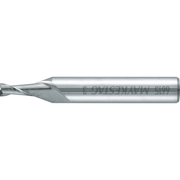 Solid carbide end mill, twin blade with reinforced shank - 1