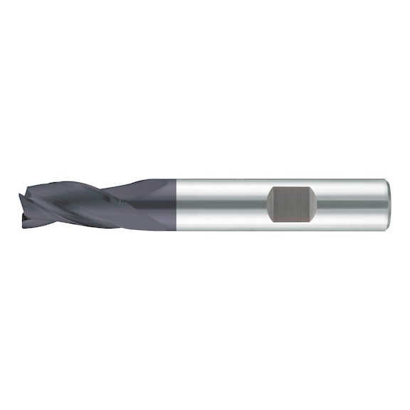 Solid carbide end mill DIN6527L, long, three-lipped drill with reinforced shank - 1