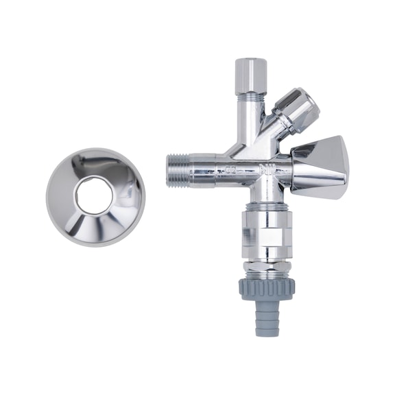 Combination corner valve, 1/2" with pipe ventilator, printed - CRNVLVE-COMBI-PRINT-BREAT-1/2X3/4X3/8IN
