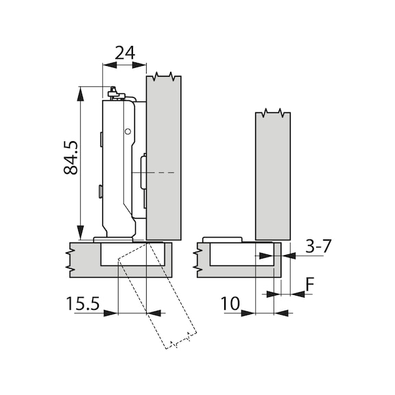 Concealed hinge TIOMOS click-on 120 - HNGE-T-CLICKON-120-H-BP-C03