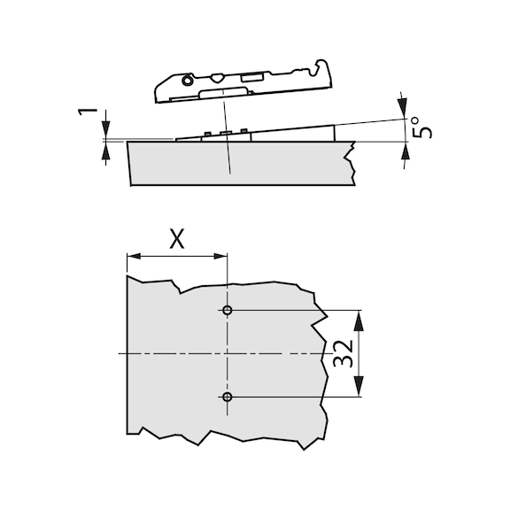 TIOMOS angle wedge for supporting cross mounting plates - AY-WEDGE-HNGE-TIOMOS-(-5DGR)