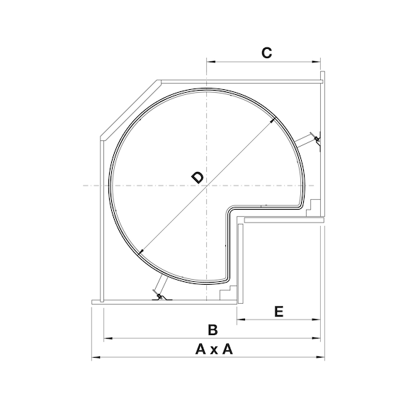 Ferrure pivotante pour élément d'angle Kit VS COR Wheel Pro 3/4 - RECORNER 800 X 800 SET 2 PLATEAUX