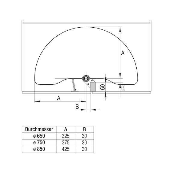 Eckschrank-Schwenkbeschlag VS COR Wheel mit 2/4 Halbkreisboden - 4
