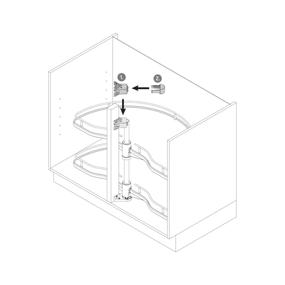 Eckschrank-Schwenkbeschlag VS COR Wheel mit 2/4 Halbkreisboden - 3