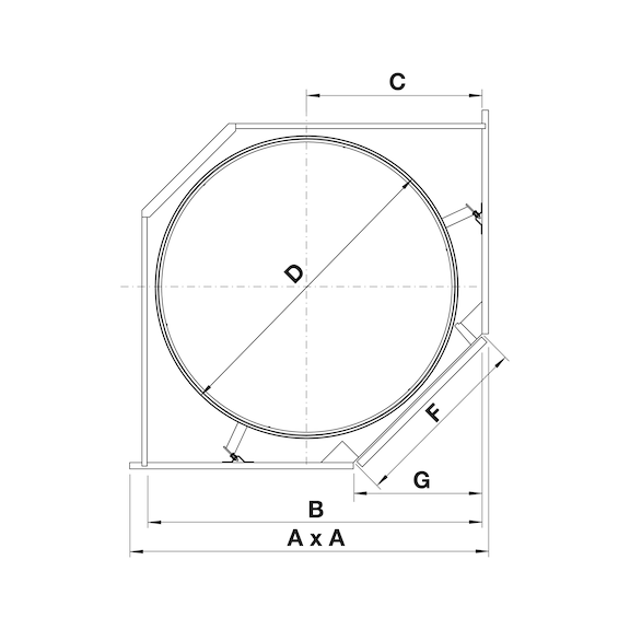 VS COR Wheel Pro hoekkastcarrousel Met 4/4 cirkelvormige bodem - 2