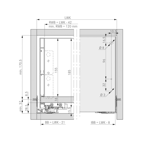 Pannello interno per sistema sponde di cassetto Vionaro - 6