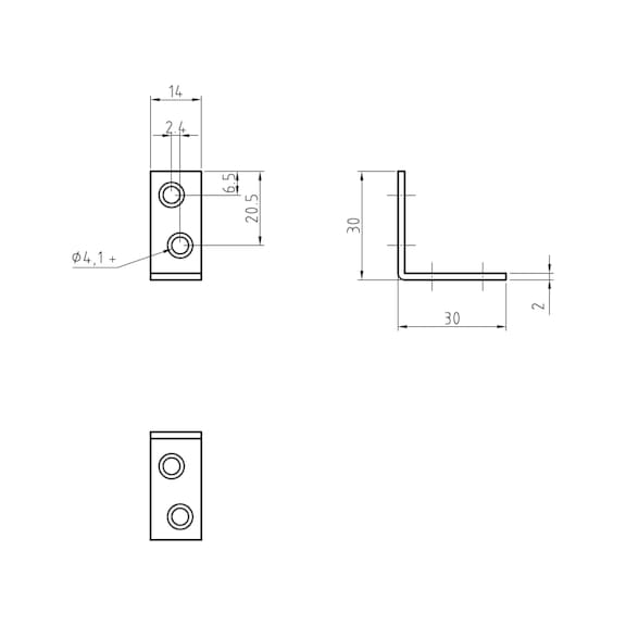 Chair and box angle bracket - CHR/CABBRKT-(A2K)-30/30MM