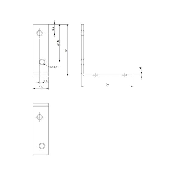 Chair and box angle bracket - CHR/CABBRKT-(A2K)-50/50MM