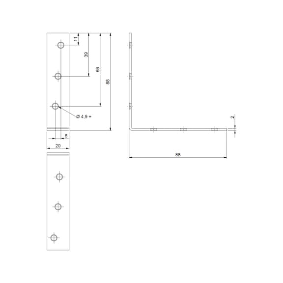 Chair and box angle bracket - CHR/CABBRKT-(A2K)-90/90MM
