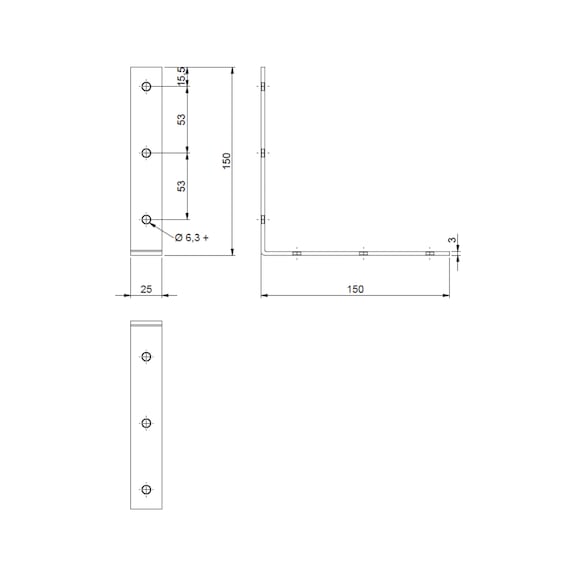 Chair and box angle bracket - CHR/CABBRKT-(A2K)-150/150MM